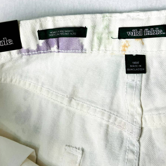WILD FABLE 14W plus white cut off paint splash flat button front shorts NWT b133 - Picture 8 of 10